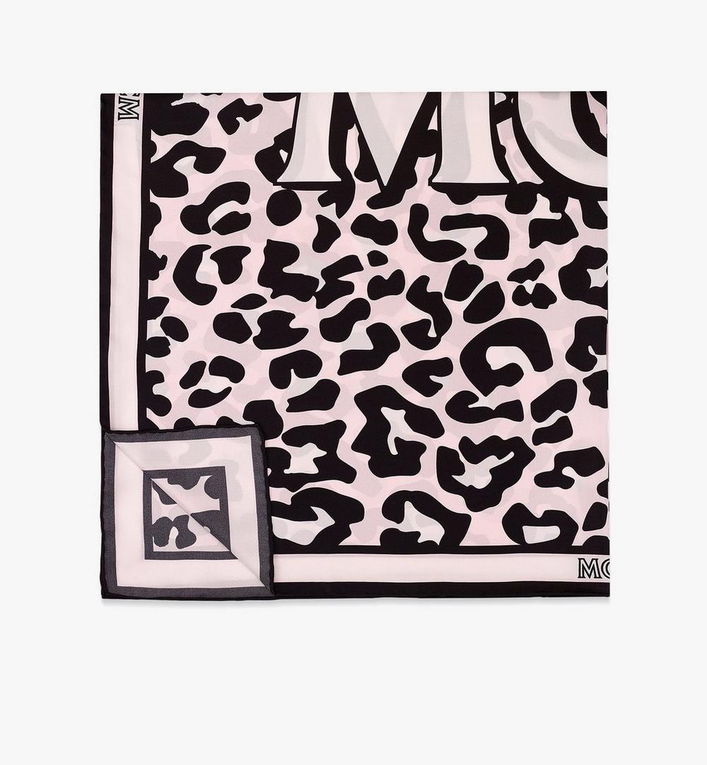 Foulard à imprimé léopard et logo en soie 1